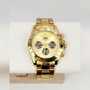 Vintage Musk ME-2020 Gold-Tone “Daytona-Style” Chronograph 43 mm